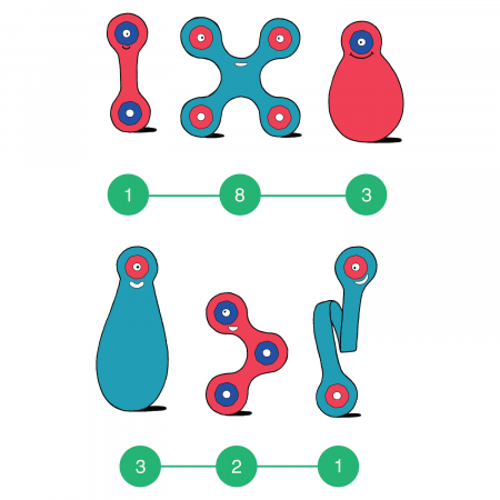Clixo® joc magnetic de construit - Itsy Flamingo & Turcoaz (18 piese) [7]