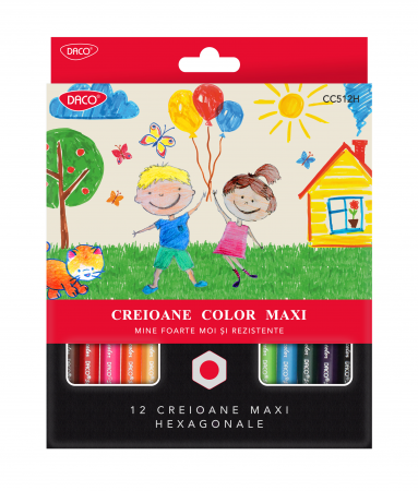 Creioane colorate - CREION COLOR 12 CULORI MAXI DACO HEXAGONAL CC512H