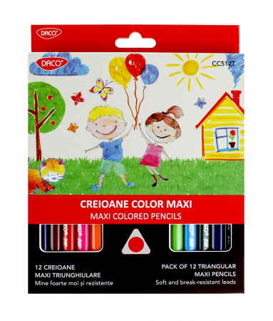 Creioane colorate - CREION COLOR 12 CULORI MAXI DACO TRIUNGHIULAR CC512T
