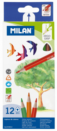 Creioane colorate lemn - CREION COLOR 12 TRIUNGHIULAR MILAN 0728312