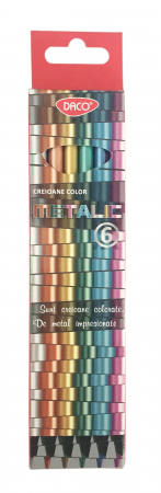 Creioane colorate lemn - CREION COLOR 6 METALIC DACO CC606