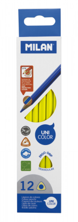 Creioane colorate - CREION COLOR UNICOLOR SET 12 MILAN GALBEN 0722312012