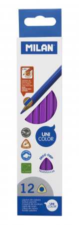 Creioane colorate - CREION COLOR UNICOLOR SET 12  MILAN MOV 0722314112