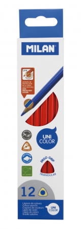 Creioane colorate - CREION COLOR UNICOLOR SET 12 MILAN ROSU 0722313012