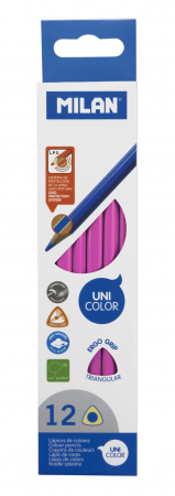 Creioane colorate - CREION COLOR UNICOLOR SET 12 MILAN ROZ 0722313412