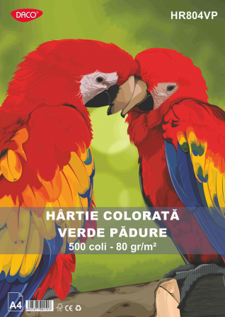 PAPETĂRIE - HARTIE COLORATA HR804VP 80G/MP A4 500C DACO V. PADURE