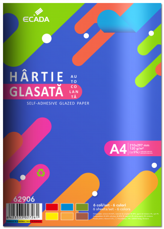 PAPETĂRIE - HARTIE GLASATA AUTOCOLANTA 6 FILE/SET ECADA 62906