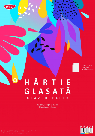 Hartie lucru manual - HARTIE GLASATA LUCIOASA 24X34CM 12 FILE/SET DACO