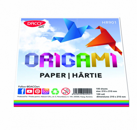 Hârtie specială - HARTIE ORIGAMI 21X21CM 100/SET DACO HR901