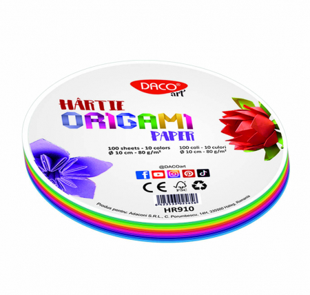 Hârtie specială - HARTIE ORIGAMI ROTUNDA 10CM  100/SET DACO HR910