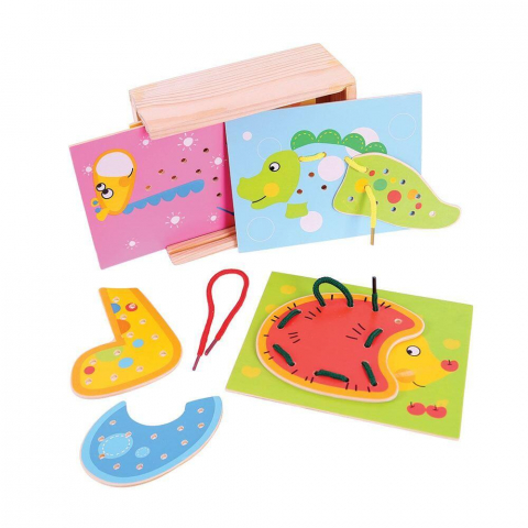 Puzzle din lemn - Joc de snuruit - Animalute