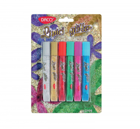 Lipiciuri, lacuri, adezivi - LIPICI GLITTER SET 6 DACO LG106