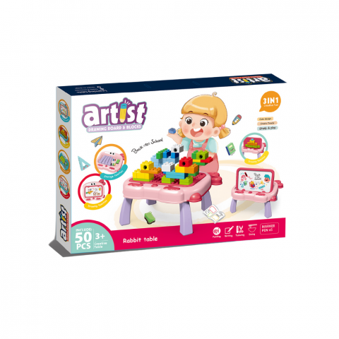 Seturi de construit - Masuta multifunctionala 3 in 1 pentru constructie - Iepuras