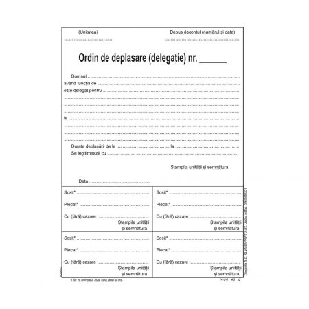 PAPETĂRIE - ORDIN DE DEPLASARE L03622