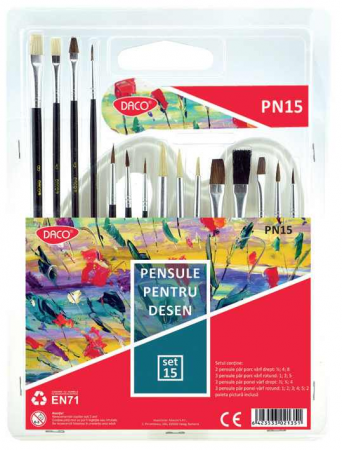 RECHIZITE - PENSULA SET 15 DACO PN 15 - PALETA ACUARELA INCLUSA