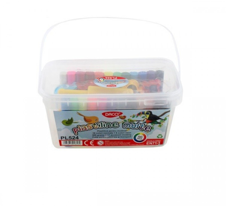 Plastilină - PLASTILINA 24C 17ACCESORII 500G DACO PLASTILINE MULTE PL524