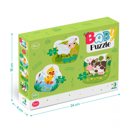 Puzzle 3 in 1  - Animalutele de la ferma (2,3,4 piese) [1]