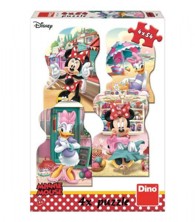 Puzzle-uri clasice - Puzzle 4 in 1 - Minnie si Daisy in vacanta (4 x 54 piese)