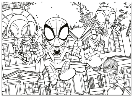 Puzzle de colorat maxi - Paienjenelul Marvel si prietenii lui uimitori (4 x 48 de piese) [1]