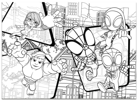 Puzzle de colorat maxi - Paienjenelul Marvel si prietenii lui uimitori (4 x 48 de piese) [3]