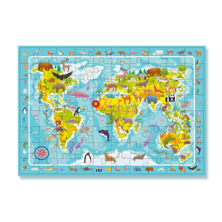 Puzzle-uri educative - Puzzle - Harta animalelor lumii (80 piese)