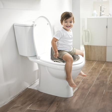 Reductor toaleta antiderapant cu spatar - Gri [1]