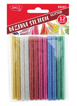 Pistoale lipit și rezerve - REZERVA SILICON 7MM SET 12 GLITTER RS207 DACO