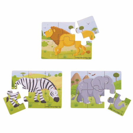 Set 3 puzzle din lemn - Jungla Vesela [2]