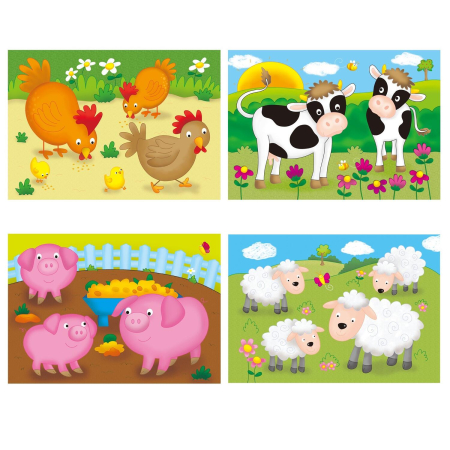 Set 4 puzzle-uri Animale de la ferma (4, 6, 8, 12 piese) [1]