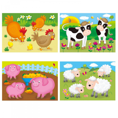 Set 4 puzzle-uri Animale de la ferma (4, 6, 8, 12 piese) [1]