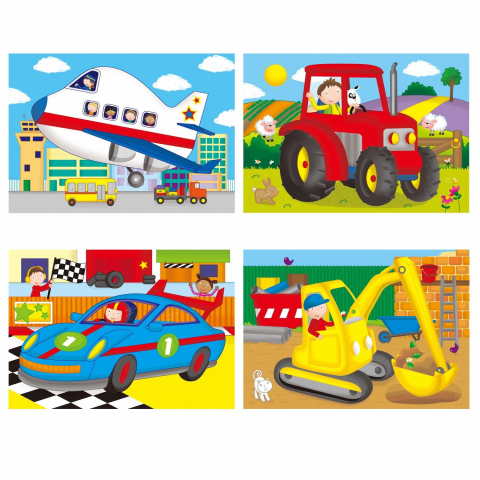 Set 4 puzzle-uri Vehicule (4, 6, 8, 12 piese) [3]