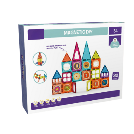 Jocuri magnetice - Set de constructie magnetic - 32 piese (7.5 cm)