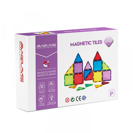 Jocuri magnetice - Set de constructie magnetic 3D - 20 piese