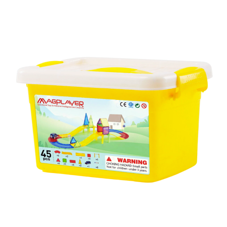 Jocuri magnetice - Set de constructie magnetic 3D - Circuit masinute (45 piese)