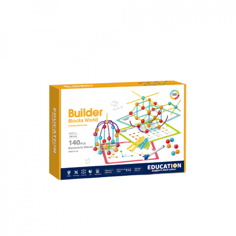 Seturi de construit - Set de constructie STEAM - Forme 3D ( 140 piese)