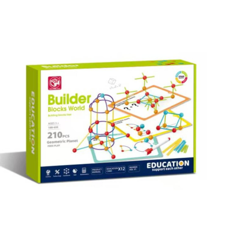 Seturi de construit - Set de constructie STEAM - Forme 3D (210 piese)