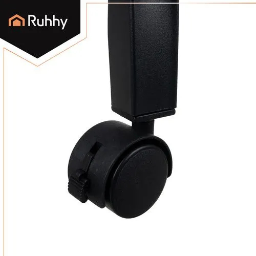 Stand haine pe roți cu bară dublă și raft pantofi, cuier metalic mobil pentru dressing, negru [6]