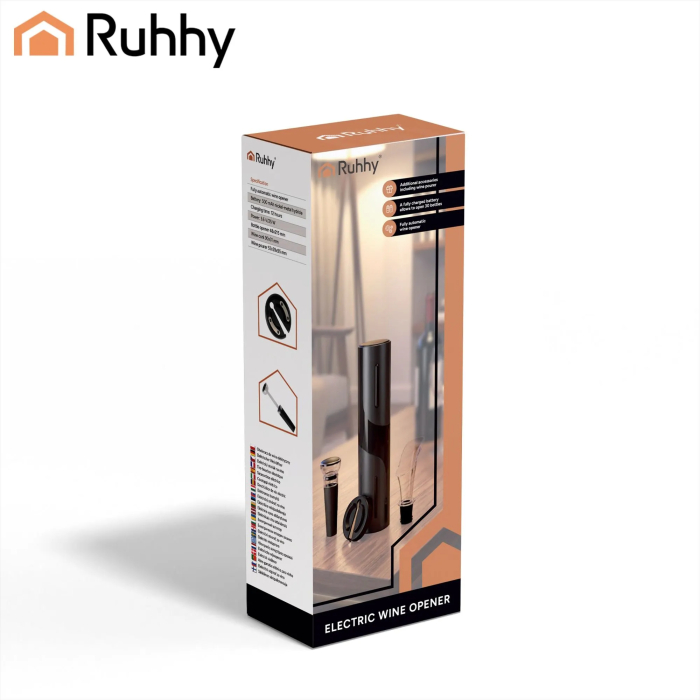 Deschizător electric de vin set 4 piese, tirbușon automat USB-C, turnător, dop vid, cutter folie [8]