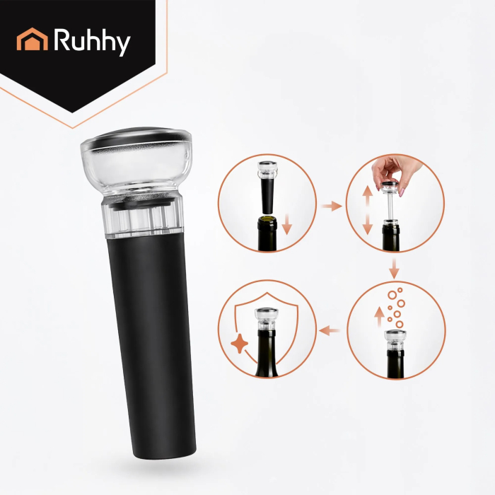 Deschizător electric de vin set 4 piese, tirbușon automat USB-C, turnător, dop vid, cutter folie [2]