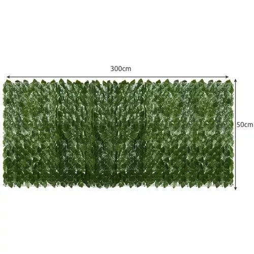 Gard viu artificial pentru balcon și gard, 6 panouri frunze verzi, 300x50 cm, protecție vizuală [3]