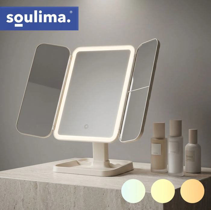 Oglindă machiaj cu LED, pliabilă, cu lupă de mărire, tip Hollywood, alimentare USB, 21x13,5x31 cm [10]