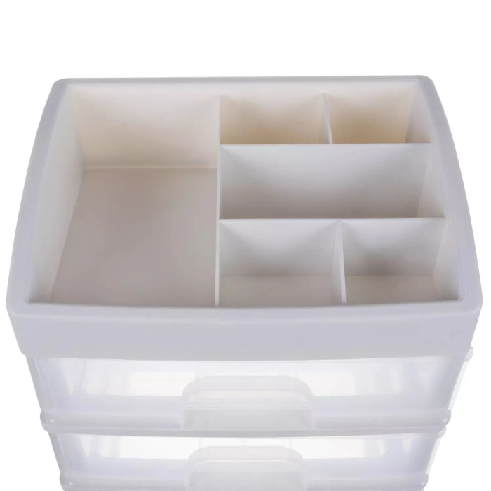 Organizator cosmetice și machiaj cu 3 sertare transparente, plastic PP, 6 compartimente, 27x23,5x17 cm [8]