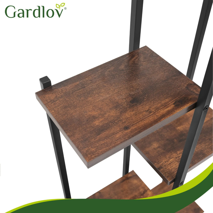 Raft plante metalic 6 niveluri stil loft, suport ghivece flori pentru interior și balcon, negru, 113 cm [6]