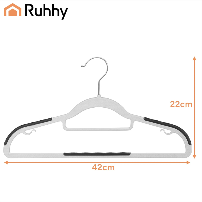 Set 20 umerașe antiderapante slim, 42 cm, gri, pentru dressing și economie de spațiu [4]