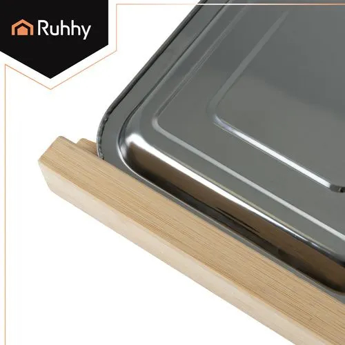 Tocător bambus cu 2 recipiente inox detașabile, fund de lemn pentru bucătărie, 40x30 cm [7]
