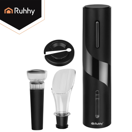 Deschizător electric de vin set 4 piese, tirbușon automat USB-C, turnător, dop vid, cutter folie [4]