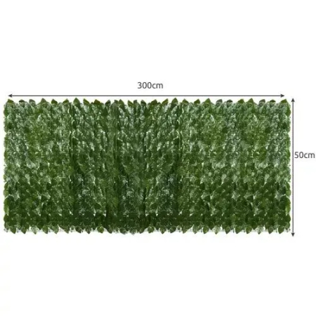 Gard viu artificial pentru balcon și gard, 6 panouri frunze verzi, 300x50 cm, protecție vizuală [2]