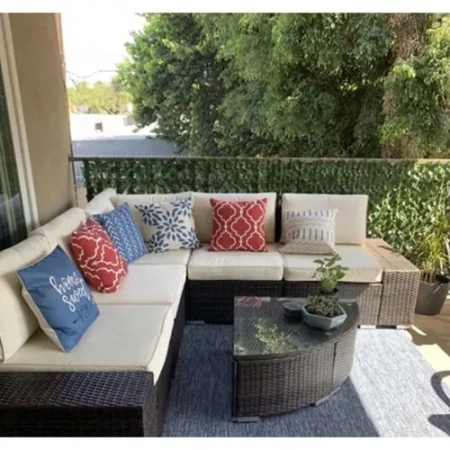 Gard viu artificial pentru balcon și gard, 6 panouri frunze verzi, 300x50 cm, protecție vizuală [4]