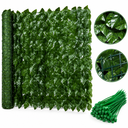 Decorațiuni exterior / Grădină - Gard viu artificial pentru balcon și gard, 6 panouri frunze verzi, 300x50 cm, protecție vizuală