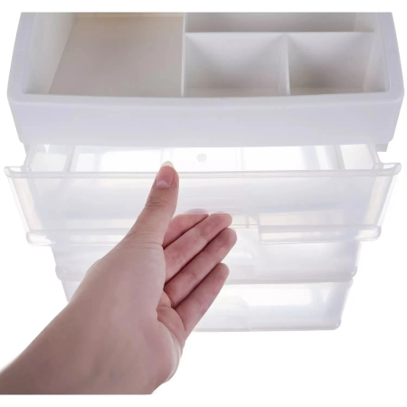 Organizator cosmetice și machiaj cu 3 sertare transparente, plastic PP, 6 compartimente, 27x23,5x17 cm [5]